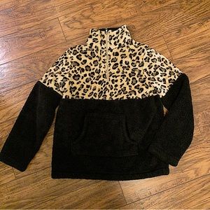 Ladies Sz S - Super Soft Leopard and Black Quarter Zip Fleece.